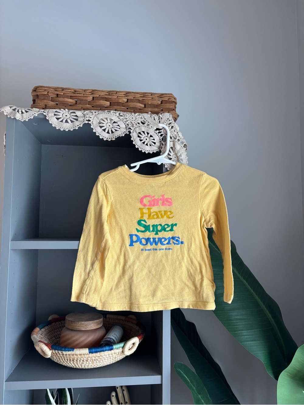 old navy girls have super powers graphic longsleeve tee